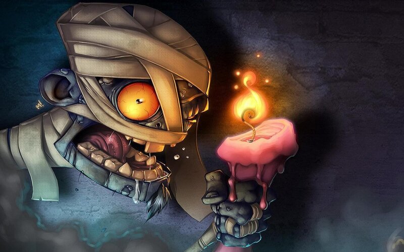 mummy holding a candle