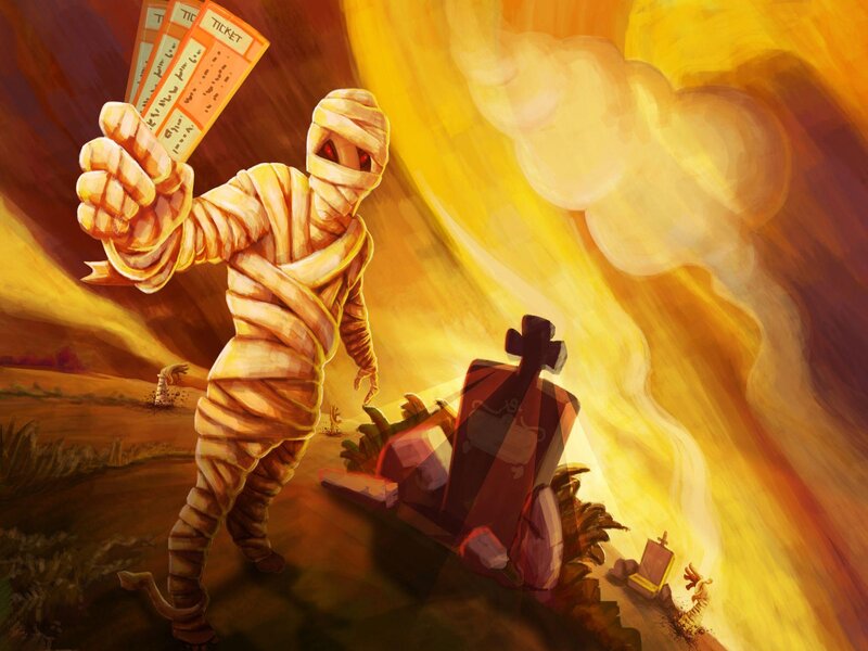 Mummy Holding Tickets — Yellow