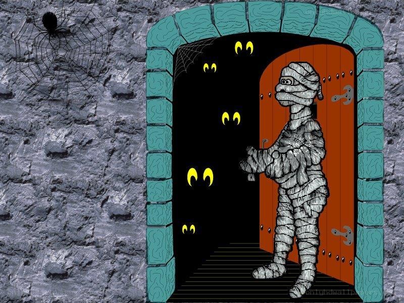 mummy in a spooky doorway