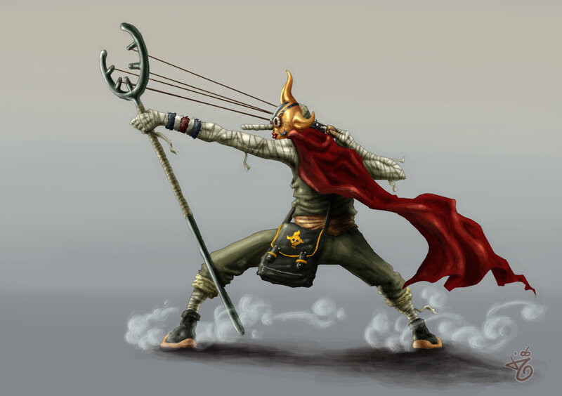 Mummy-like Archer — Gray, Dramatic, Digital Art