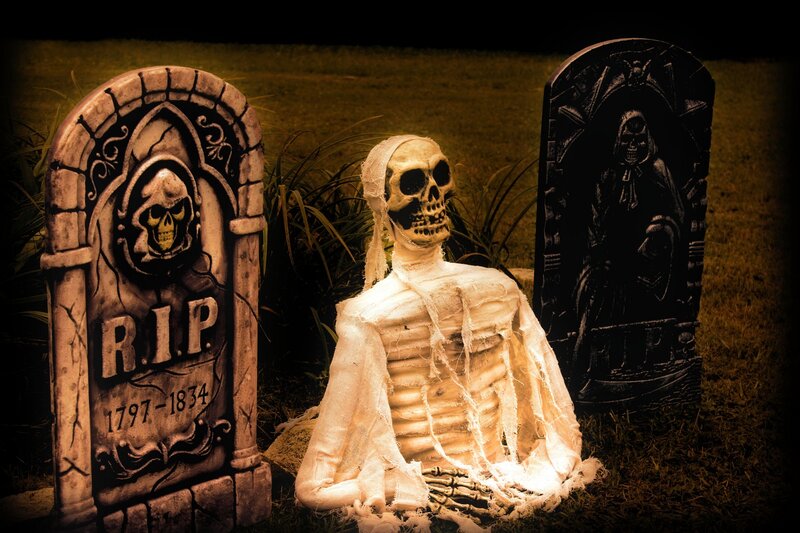 Mummy Skeleton in Graveyard