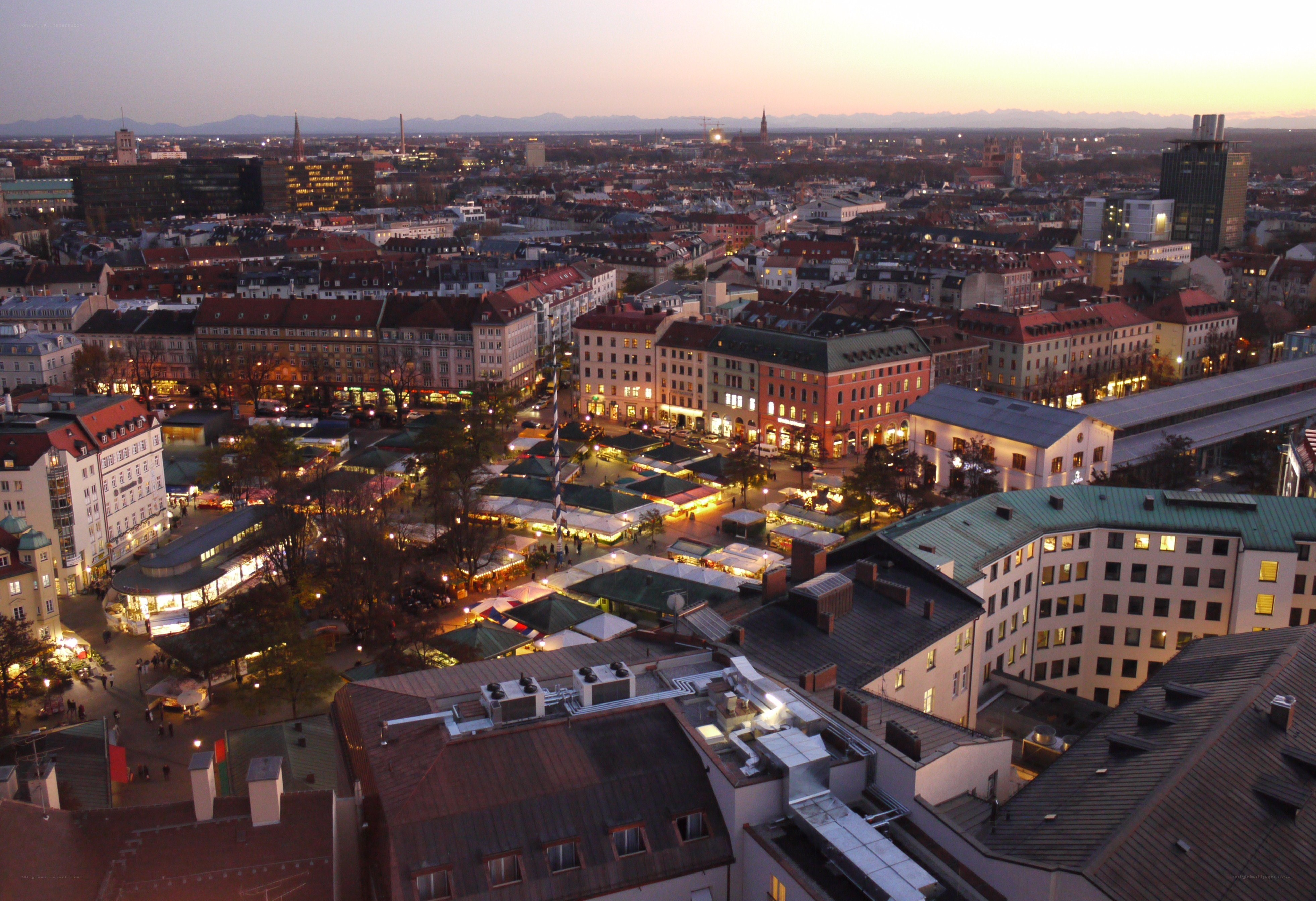 Munich cityscape at dusk