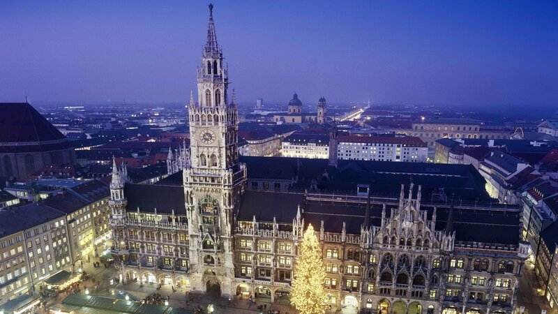 Munich cityscape at dusk