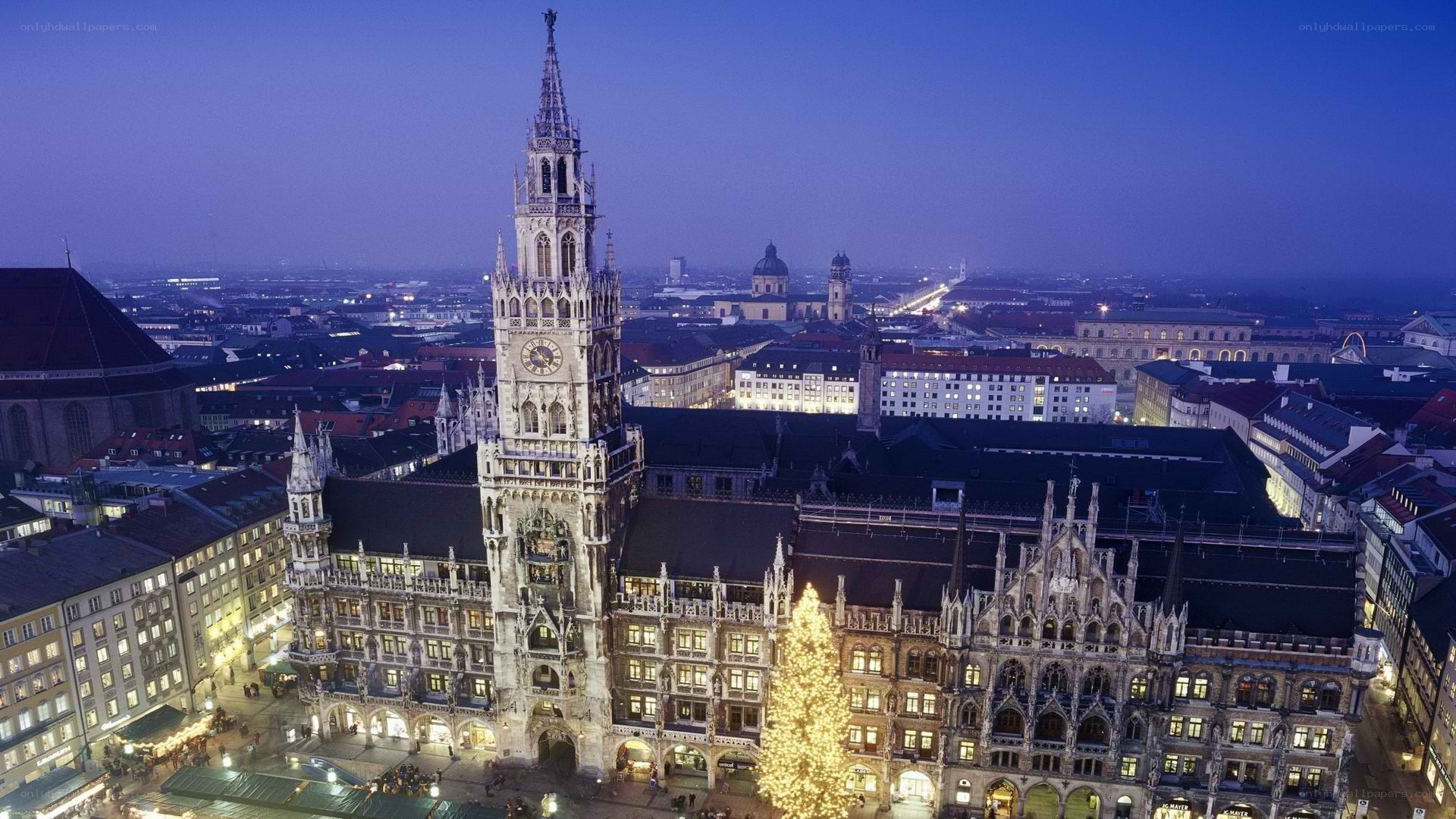 Munich cityscape at dusk