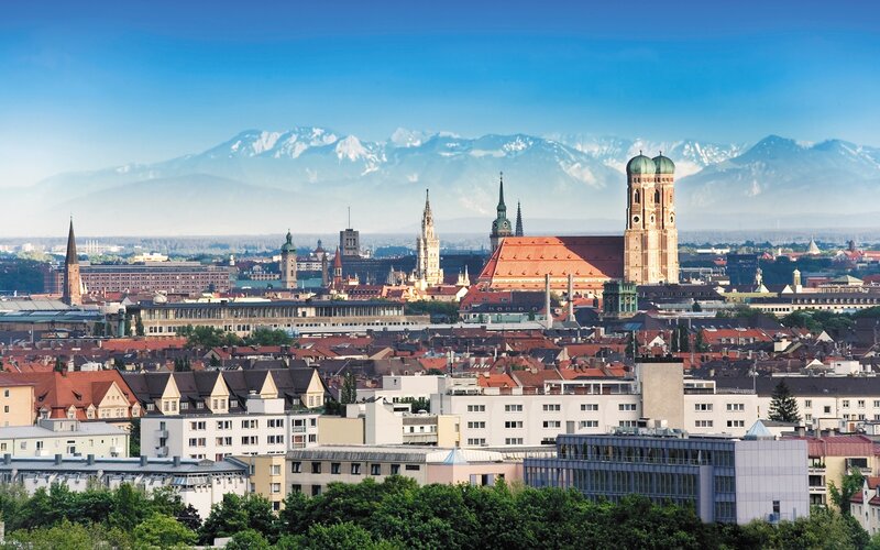 Munich Skyline — Blue, Serene, Afternoon, Photograph, Cathedrals