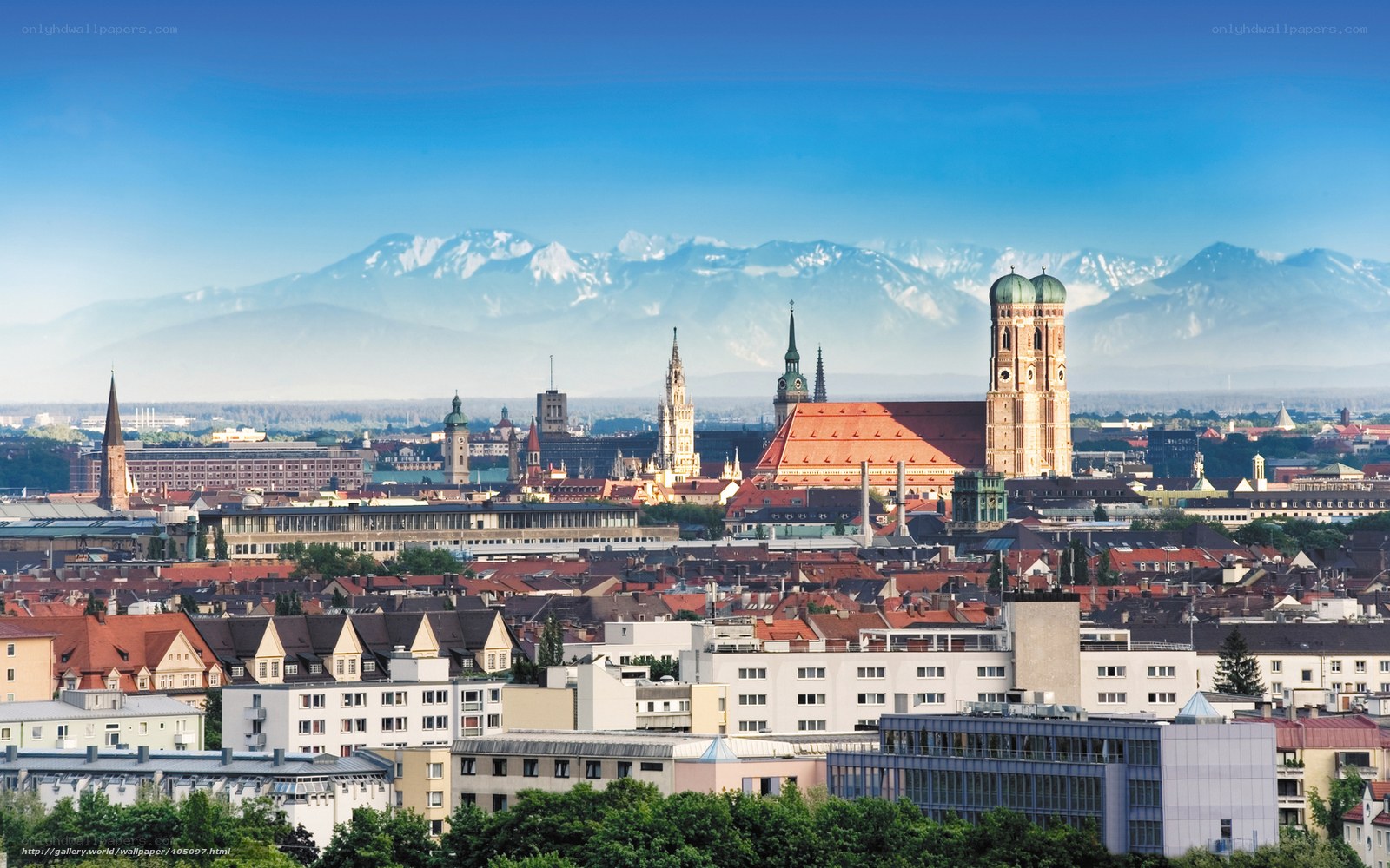 Munich skyline with Alps