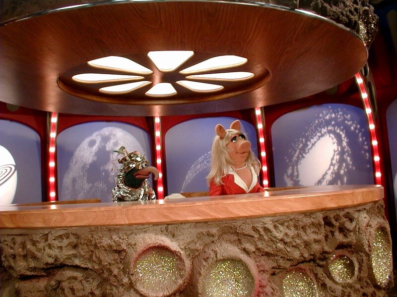 Muppets in a space-themed set