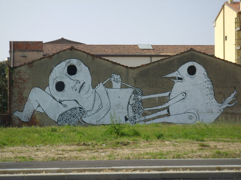 mural of baby and bird