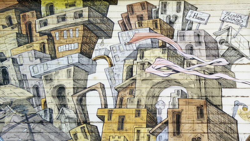 Mural of City Buildings — Brown