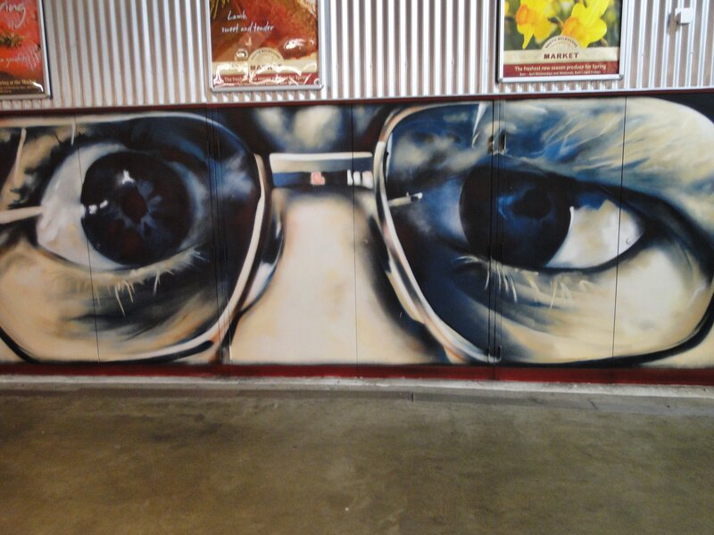 mural of eyes on a wall