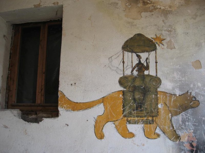 Mural of Figure on Animal