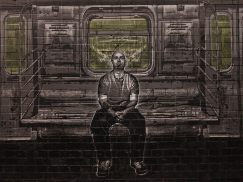 mural of man on subway