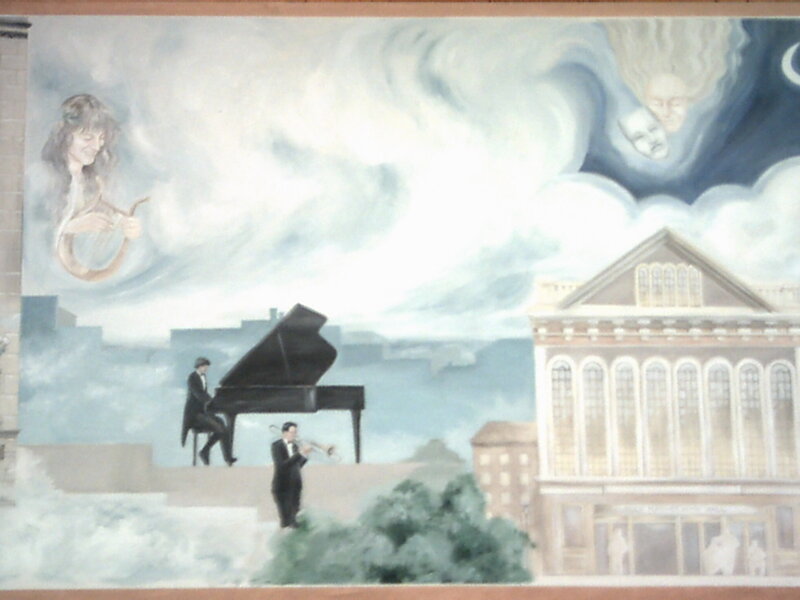 Mural of musicians and figures