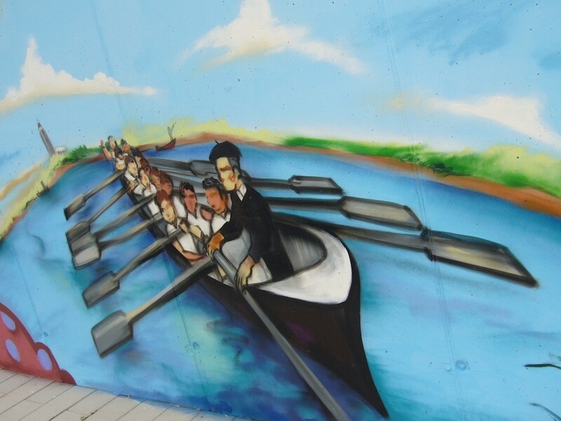 Mural of rowing team