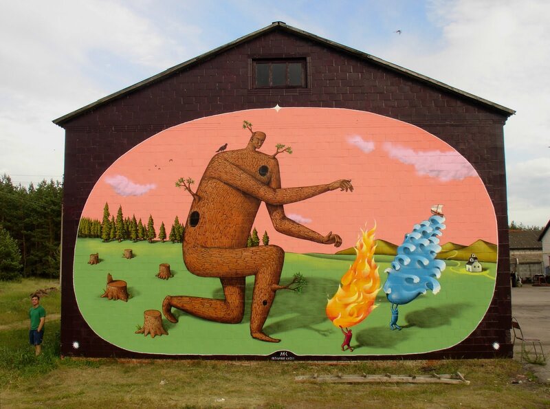 Mural of tree man and elements