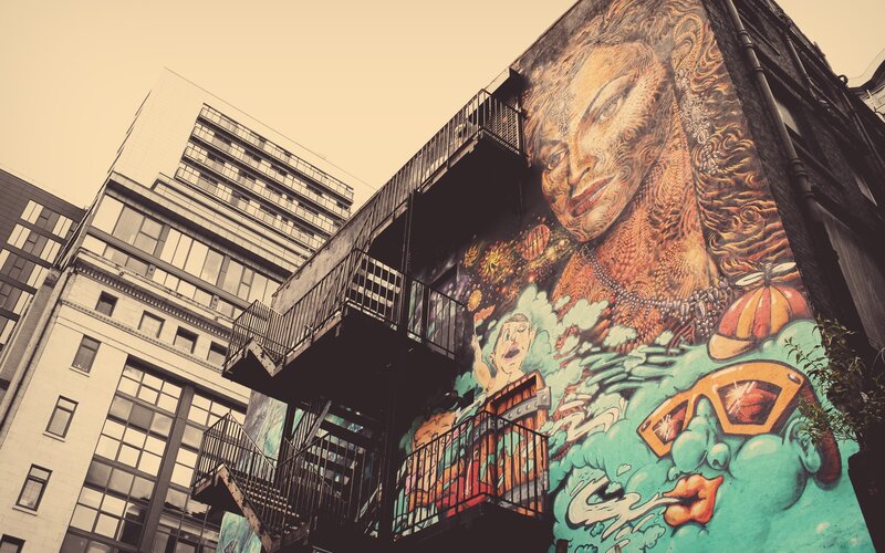 Mural on Building Wall — Brown