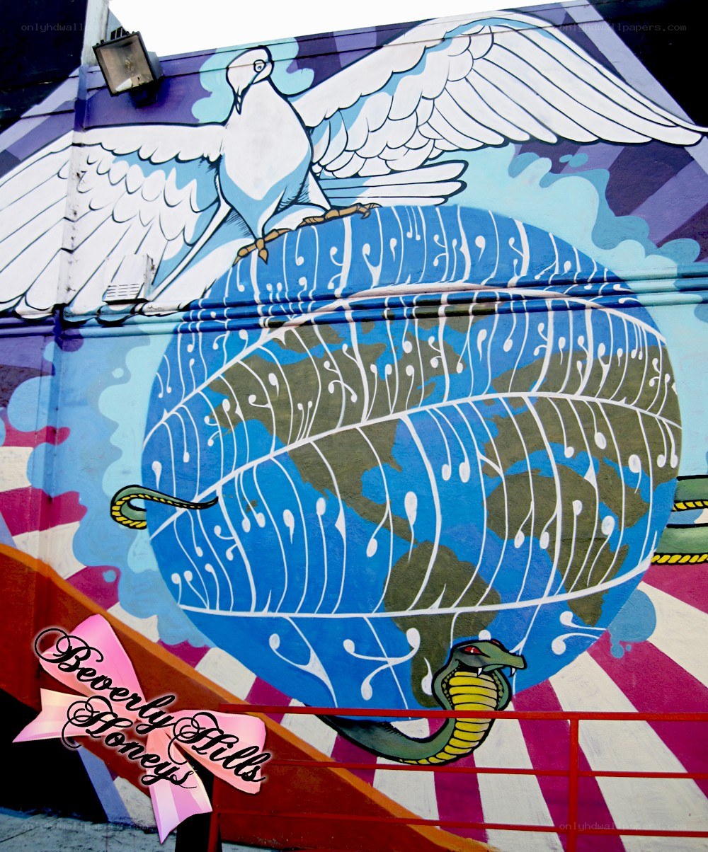 Mural with dove and snake
