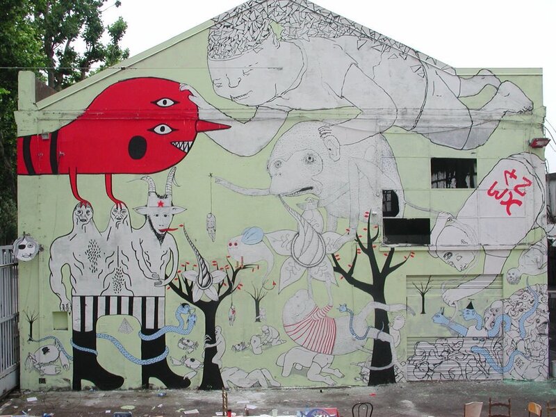 mural with surreal creatures