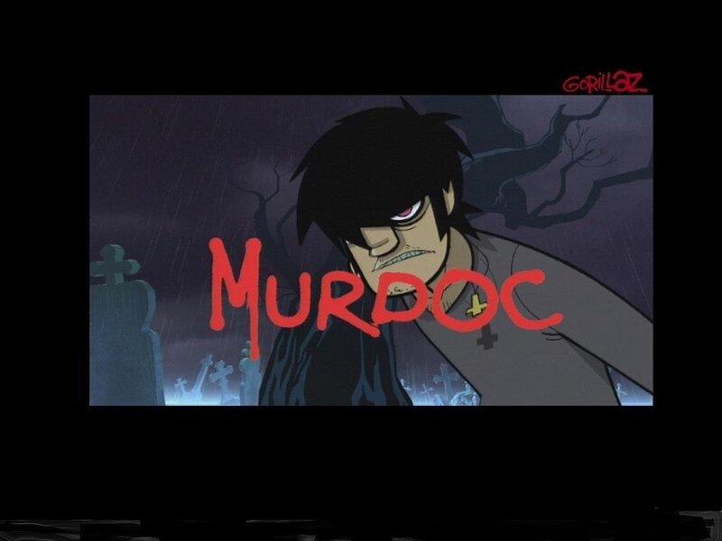 Murdoc in a graveyard