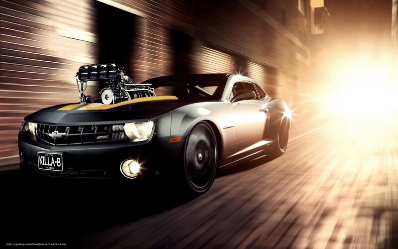 Muscle car in motion