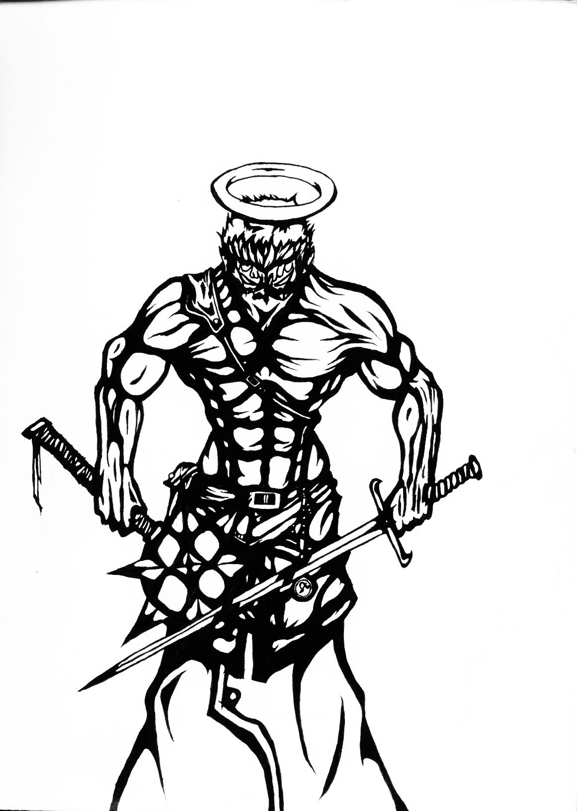 muscular angel warrior