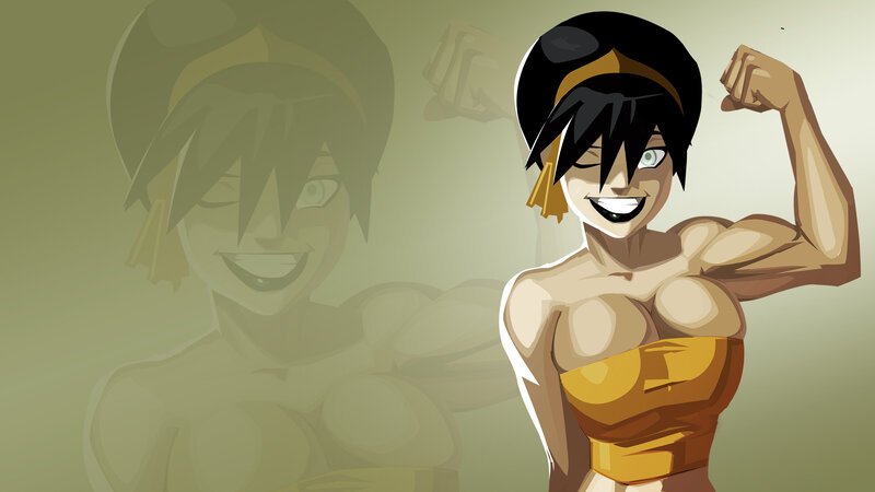 muscular anime character flexing