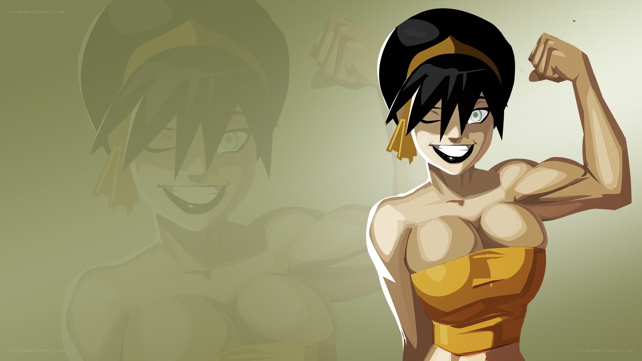 muscular anime character flexing