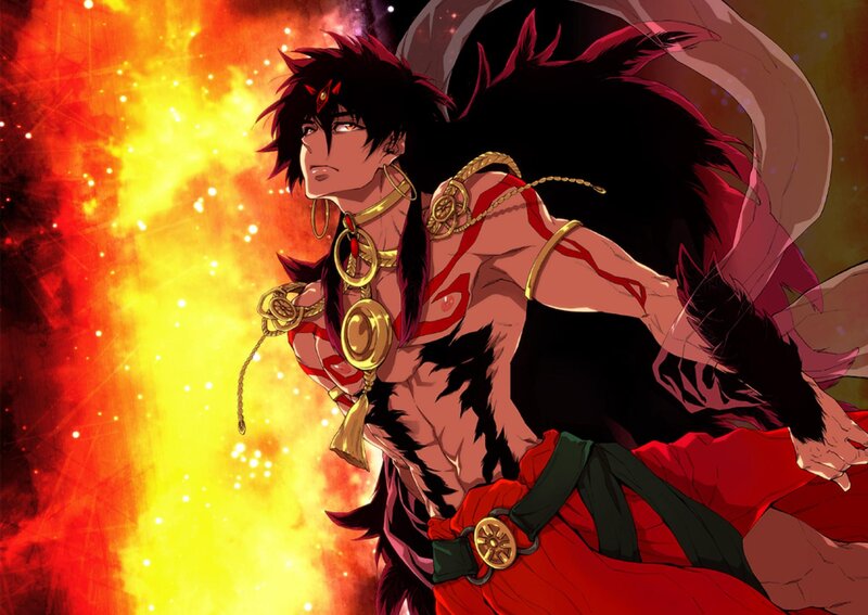 Muscular Anime Character — Red, Dramatic