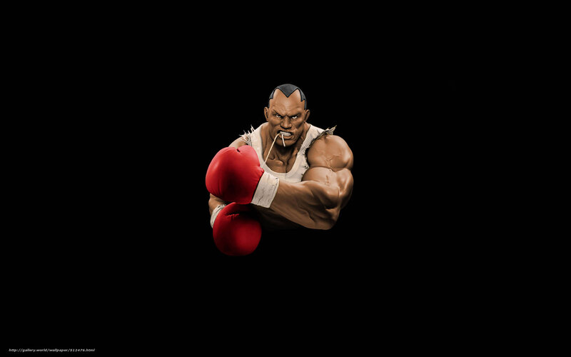 Muscular Boxer in Red Gloves