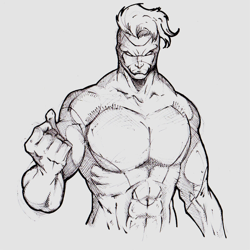 muscular character sketch