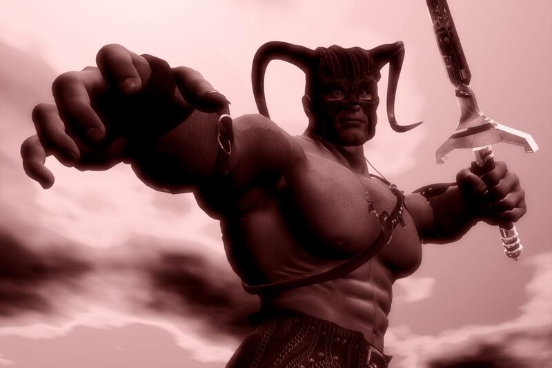 Muscular Demon Warrior — Red