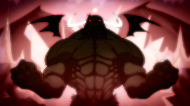 Muscular Demon with Horns — Red
