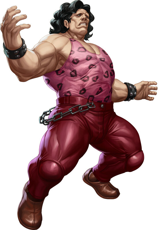 muscular fighter in red outfit