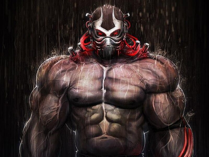 Muscular Figure in Rain