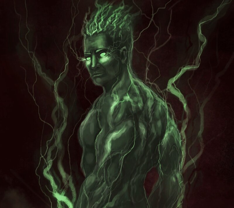 Muscular Figure with Lightning