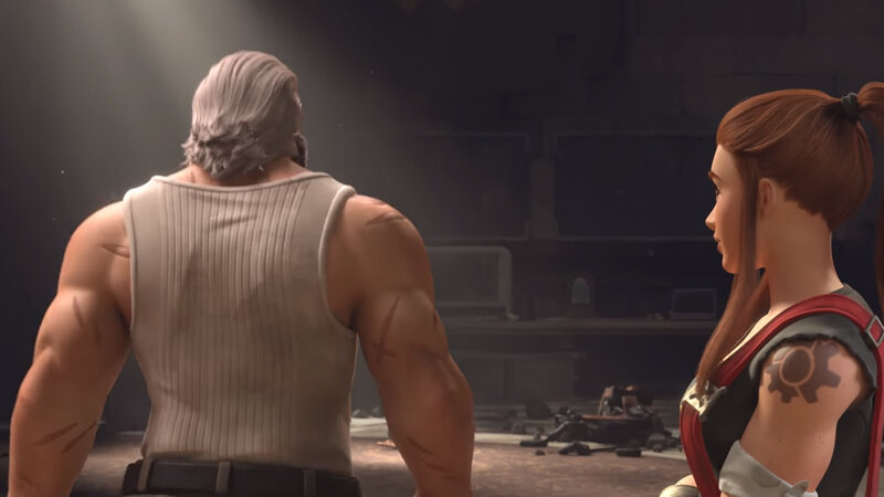 Muscular Man and Woman — Gray, Dramatic