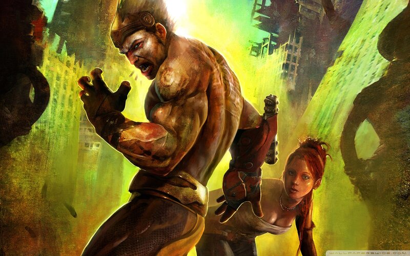 Muscular Man and Woman — Green, Dramatic