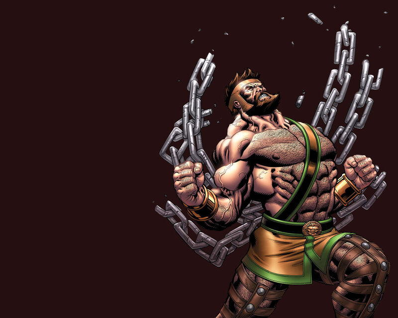 Muscular Man Breaking Chains — Brown