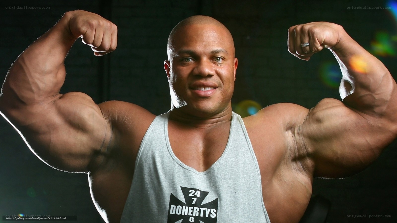 muscular man flexing arms