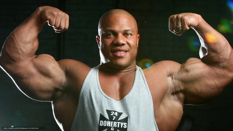 Muscular Man Flexing — Gray