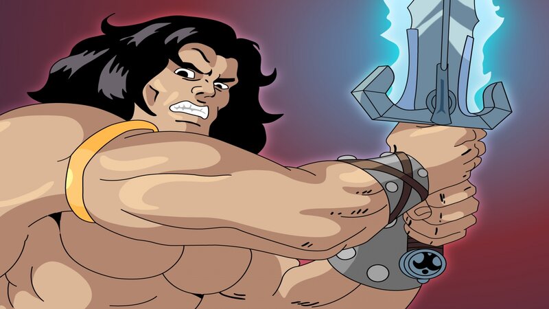 Muscular Man Holding Sword