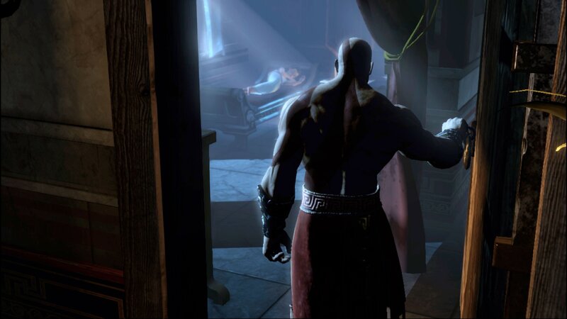 muscular man in ancient room