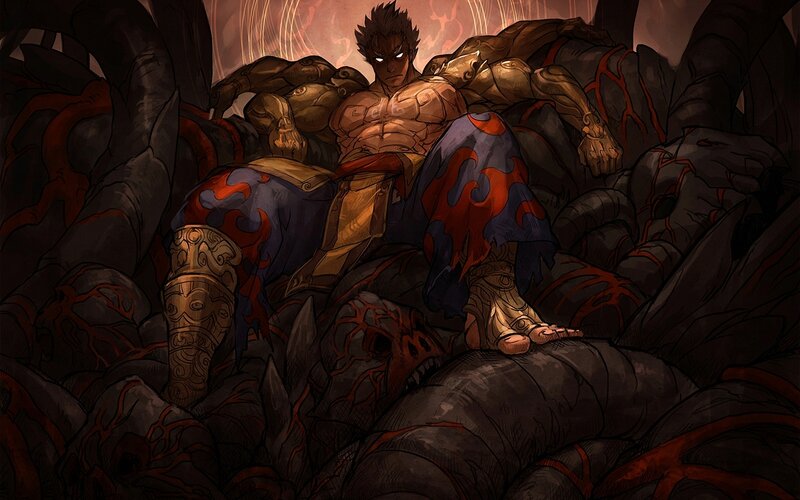 Muscular Man in Armor — Brown, Dramatic