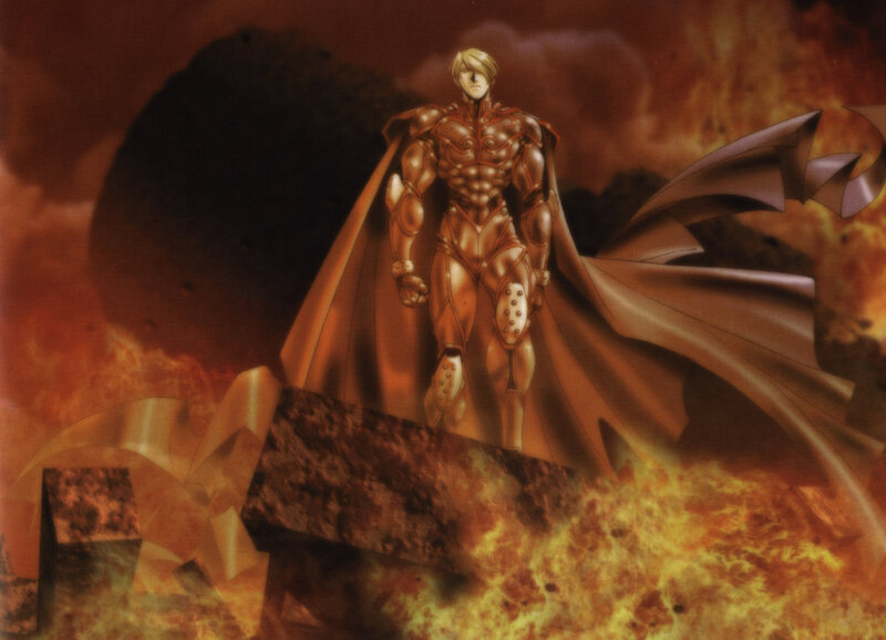 Muscular Man in Armor — Red, Dramatic