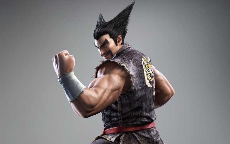 Muscular Man in Martial Arts Pose — Gray