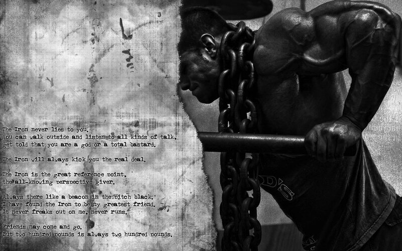Muscular Man Lifting Weights — Black, Dramatic, Photograph, Chains