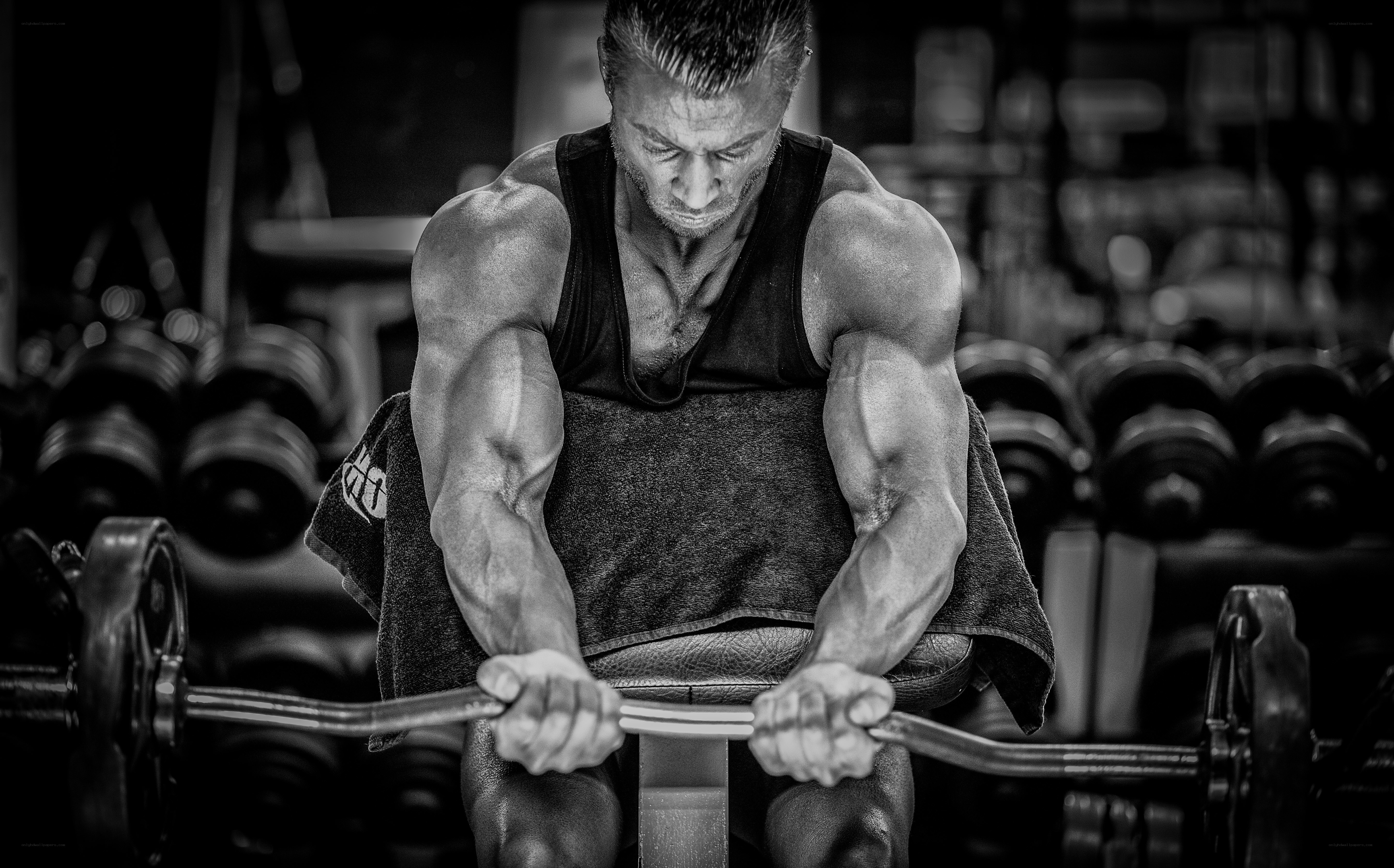muscular man lifting weights