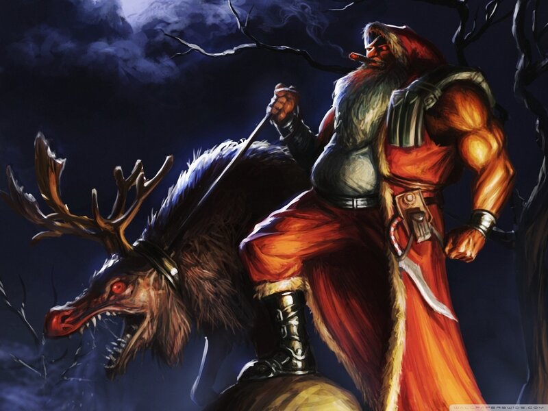 Muscular Man on Reindeer