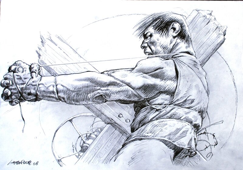 muscular man with bow