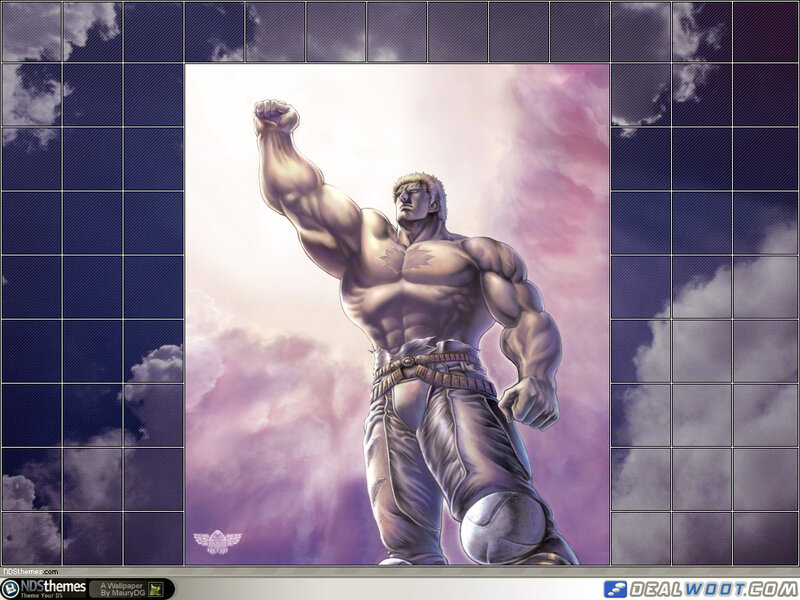 muscular man with fist raised